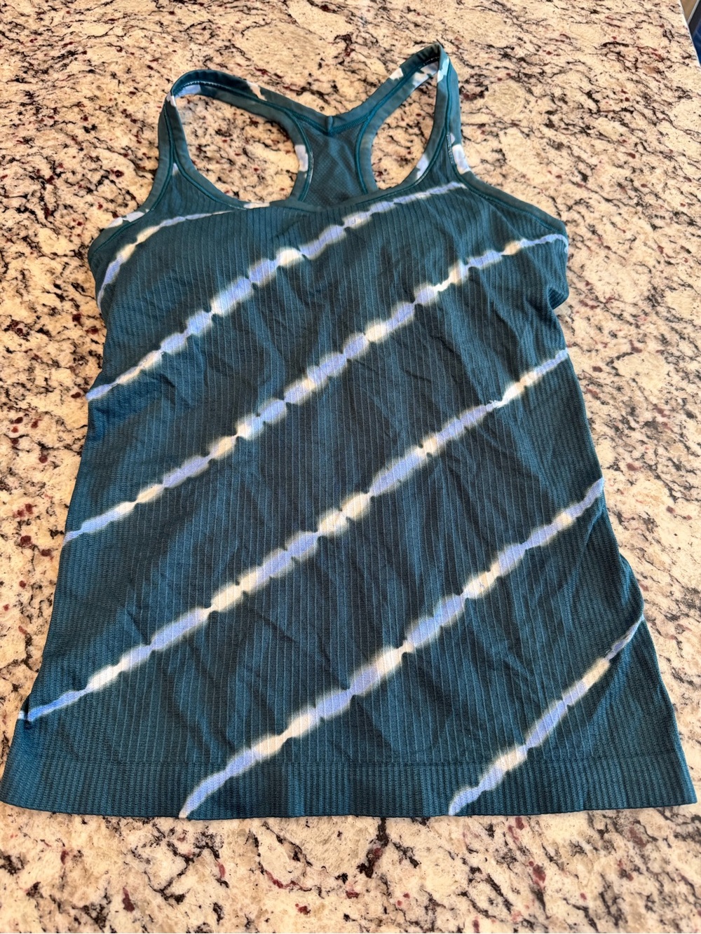 Tory Burch Tie-Dye Seamless Shelf-Bra Tank in Conifer/Ace blue size medium